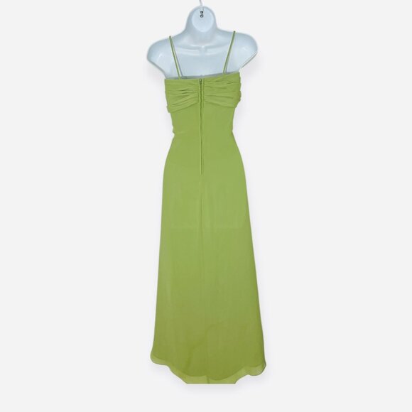 EUREKA Women Prom Dress Spaghetti Straps High Low LG Green with Scarf Polyester - Picture 3 of 8